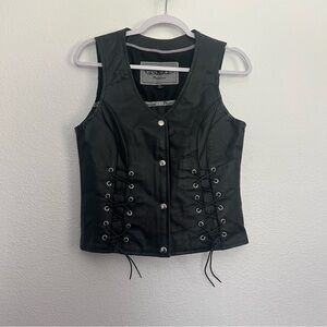 UNIK Leather Club Riding Motorcycle Leather Vest in Black XS